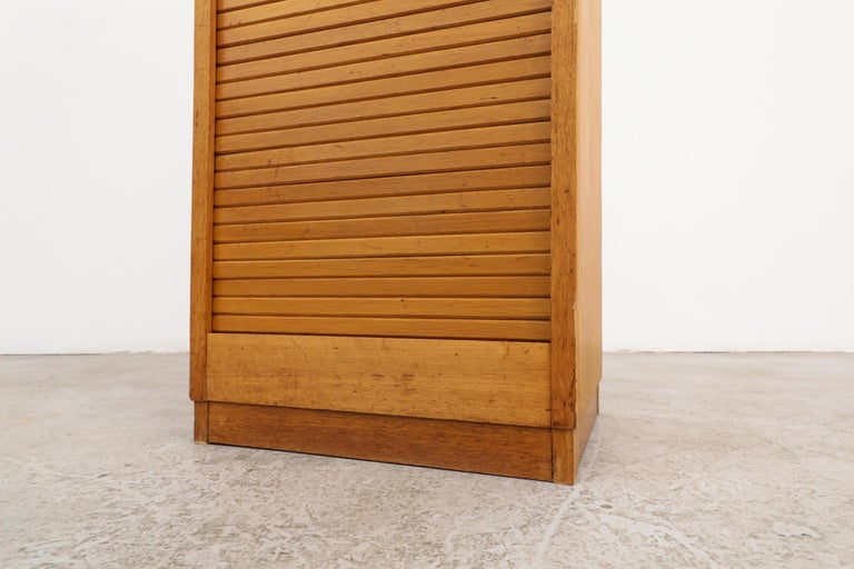 Tall Oak Eeka Filing Cabinet with Tambour Door For Sale 5