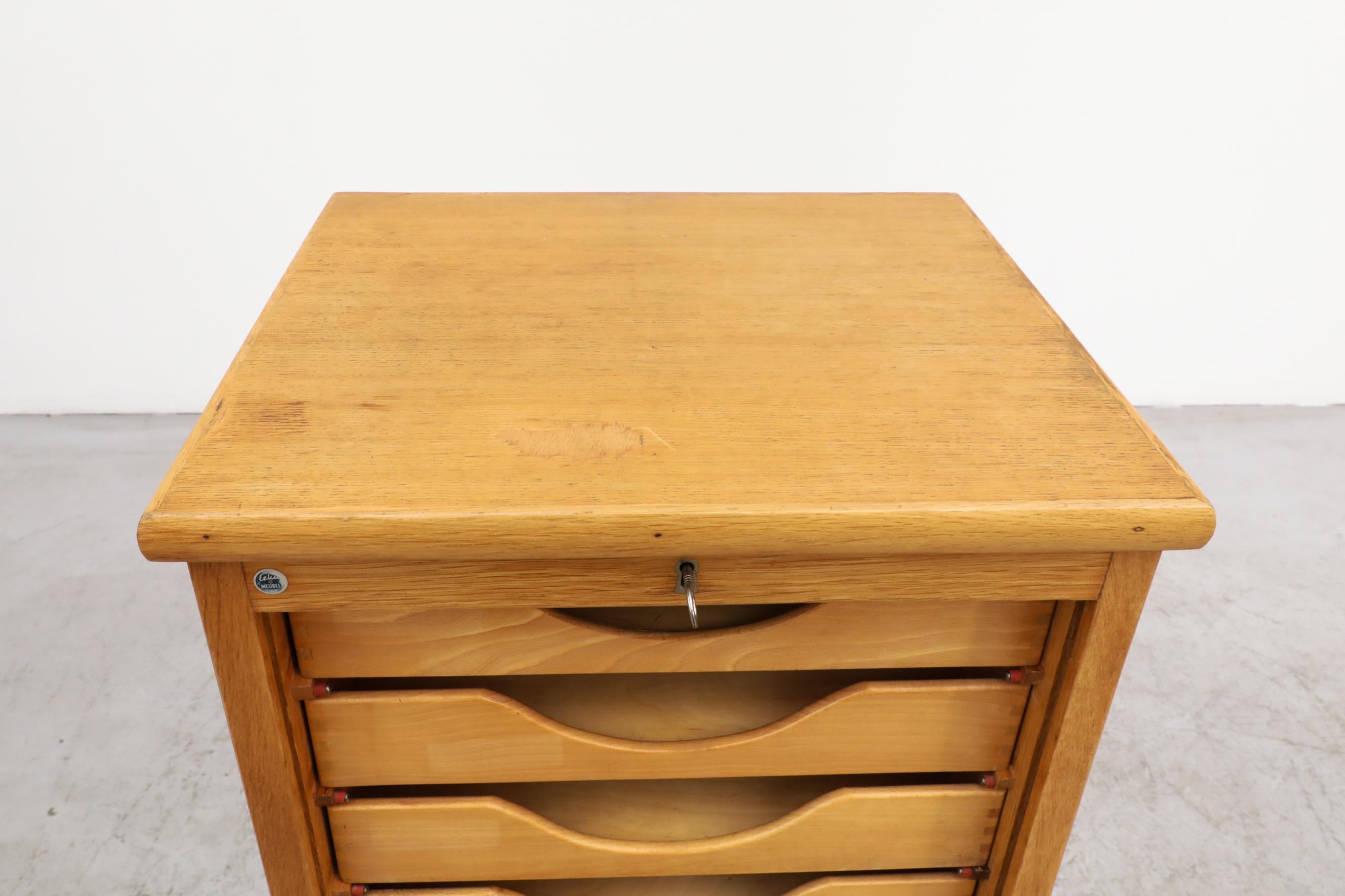 Tall Oak Eeka Filing Cabinet with Tambour Door In Good Condition In Los Angeles, CA