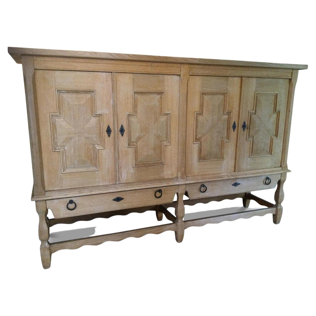 Tall Oak Sideboard In The Manner Of Henry Kjaernulf For Sale at 1stDibs
