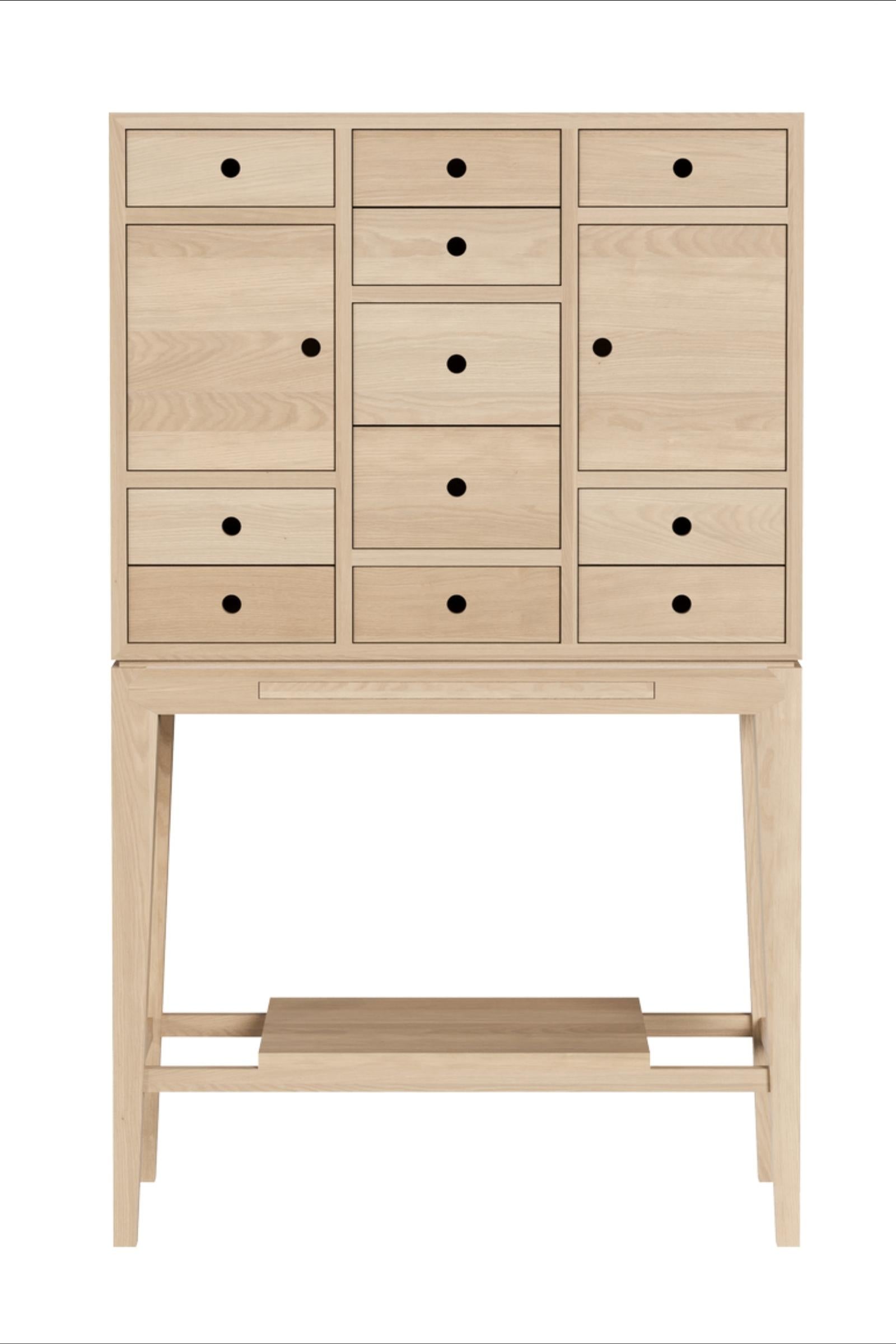 Scandinavian Modern Tall Oak Sideboard Cabinet For Sale