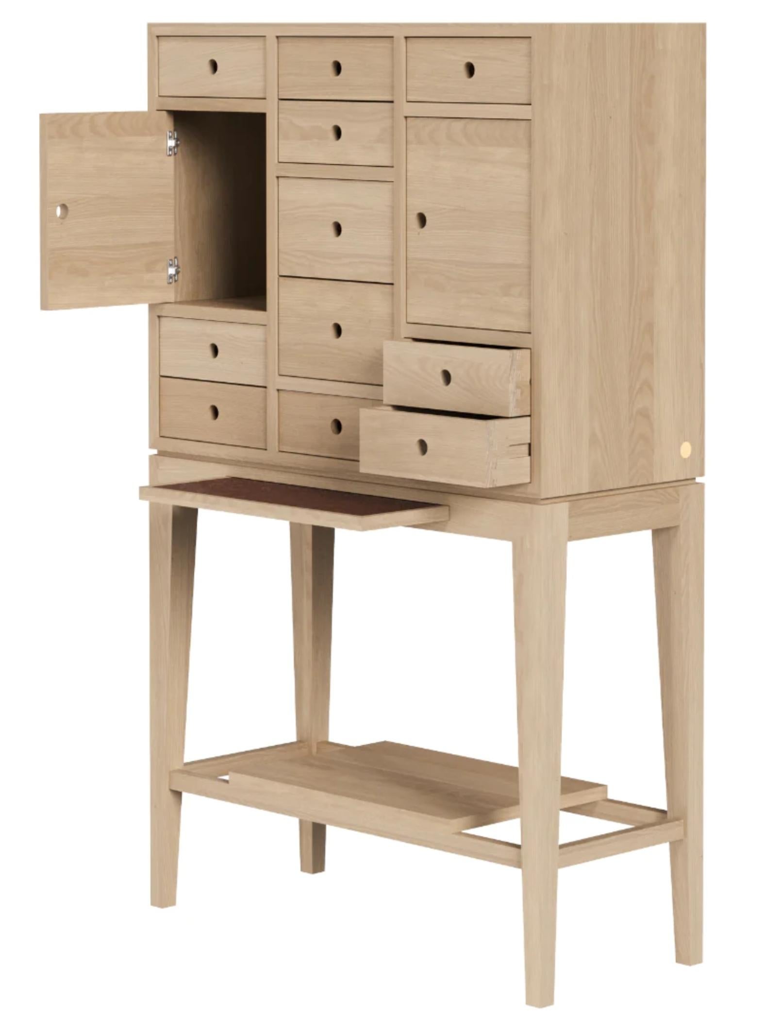 Portuguese Tall Oak Sideboard Cabinet For Sale