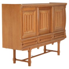 Vintage Tall Oak Sideboard in the Manner of Henry Kjaernulf