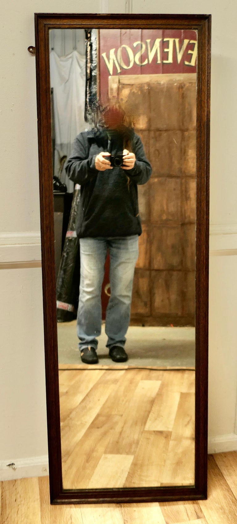 Tall Oak Wall Hanging Dressing Mirror For Sale at 1stDibs