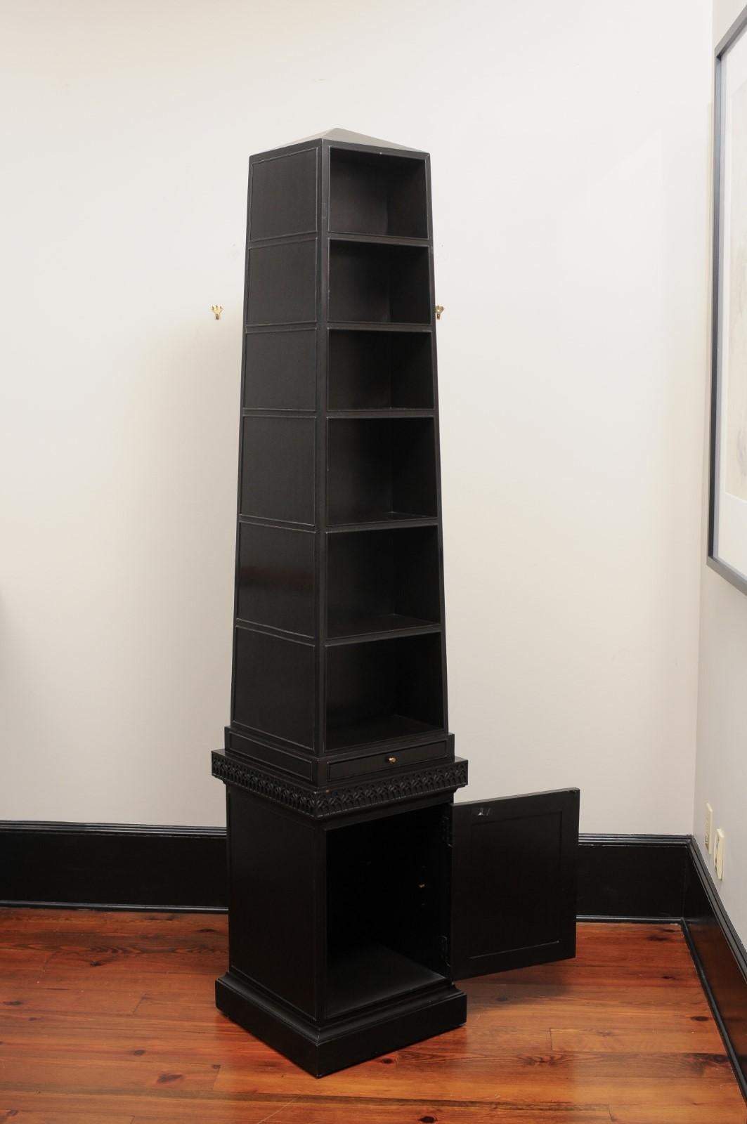 Mahogany Tall Obelisk Bookcase by Baker