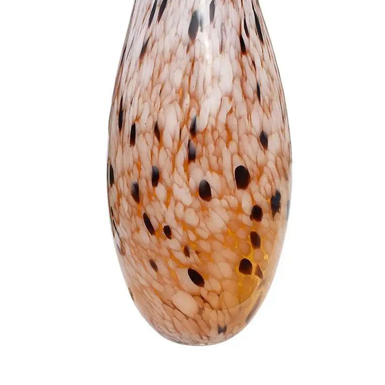 Tall Oblong Mid-Century Modern Murano Style Brown and Tan Tortoise Glass Vase In Good Condition For Sale In Oklahoma City, OK