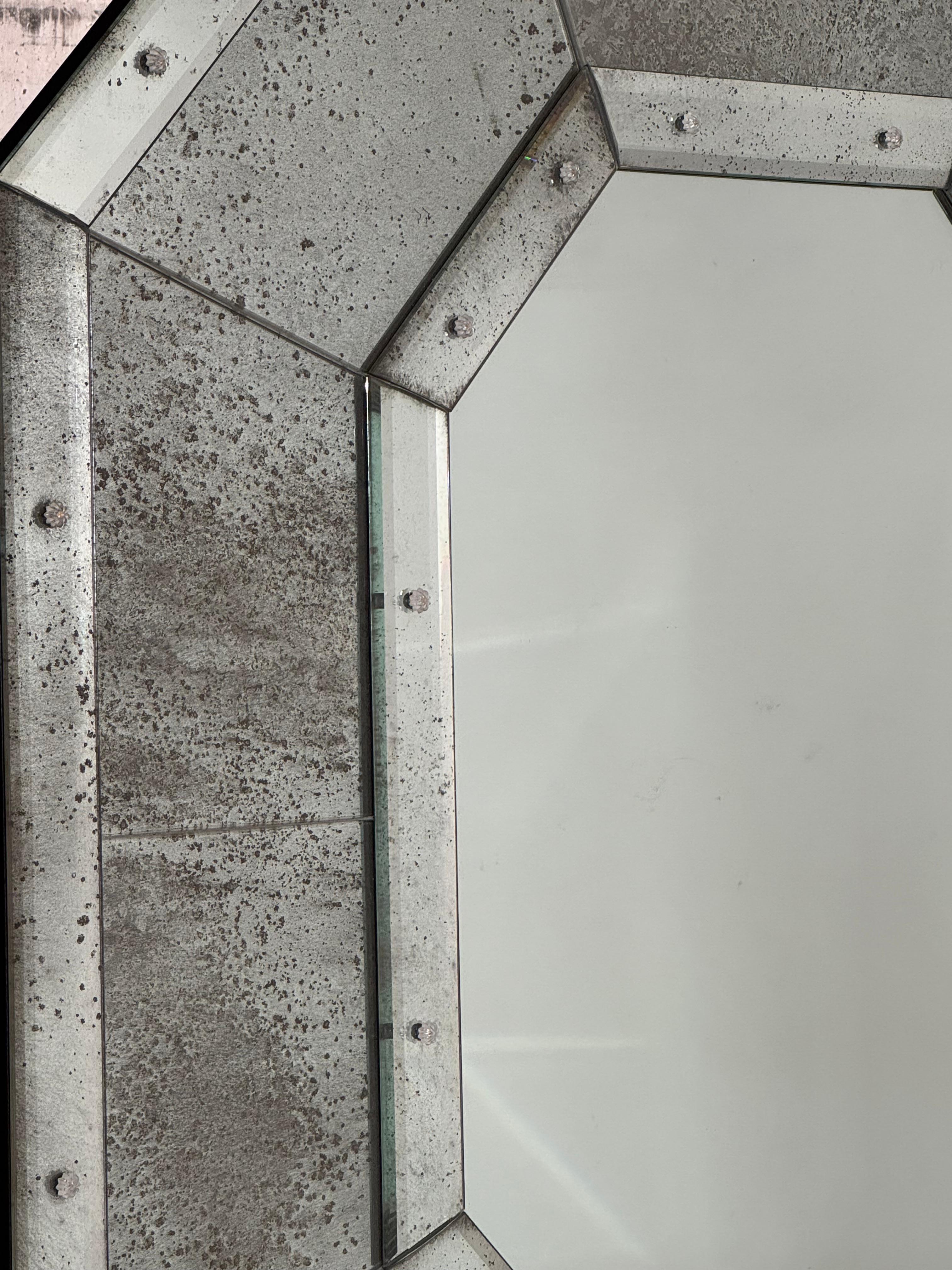 Contemporary Tall 'Octogone' Beveled Mirror by Design Frères For Sale