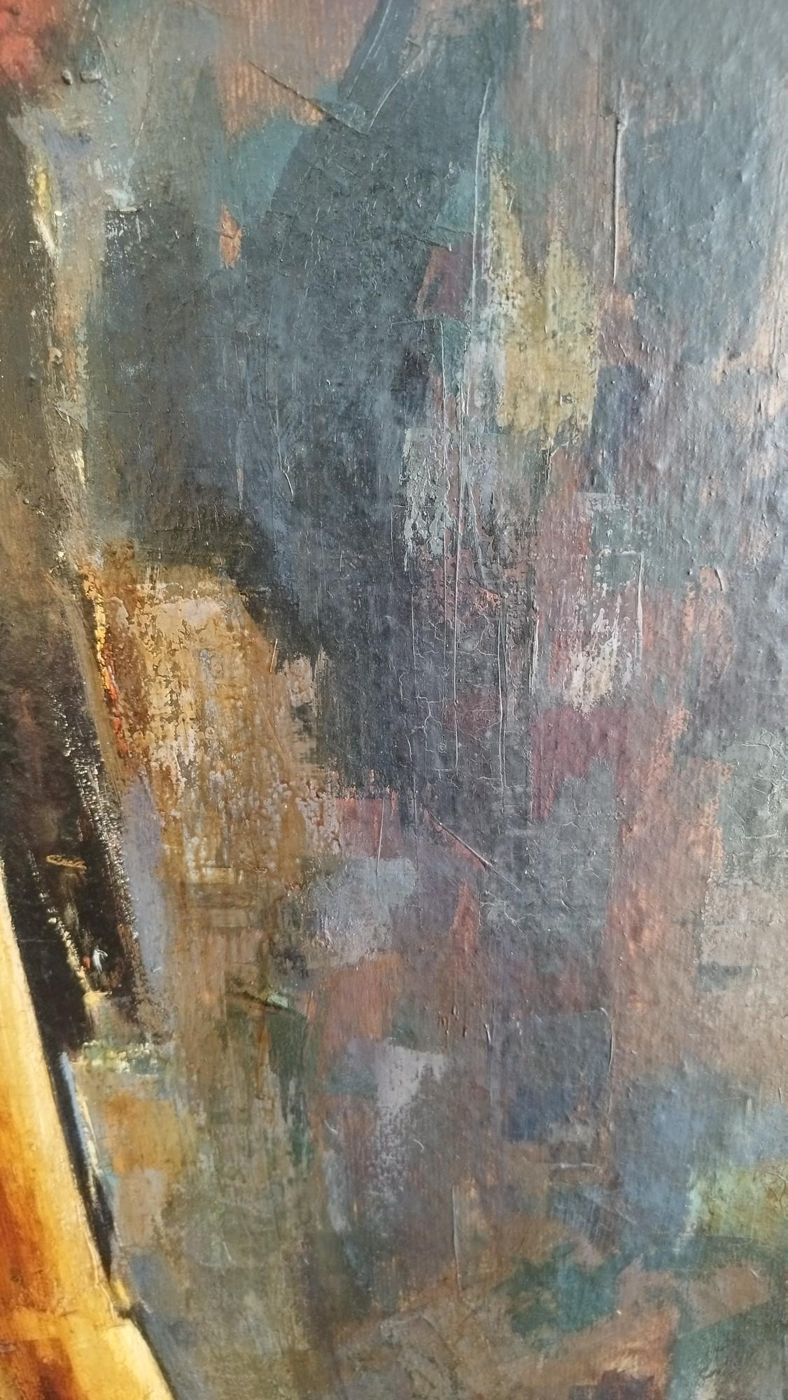 Grande peinture à l'huile sur papier fixée sur un panneau de bois. Il s'agit d'une œuvre de l'artiste Michel Nourry (1927-2006), signée et datée de 1969. La profondeur de toutes les couleurs est très chaude et tout simplement superbe.

N'hésitez pas