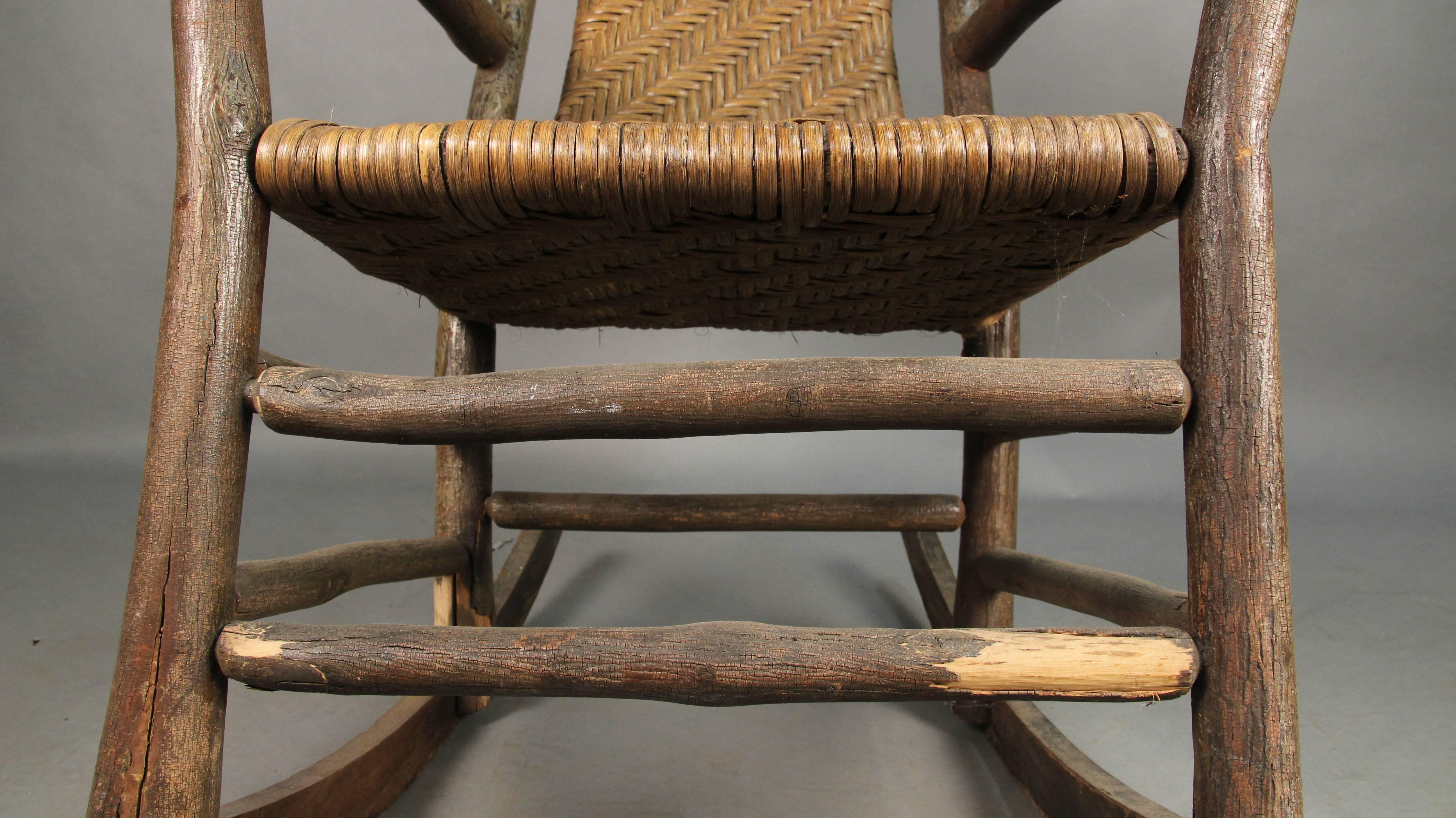 Tall Old Hickory Rocker Perfect for Cabins and Cottages In Good Condition In Pasadena, CA