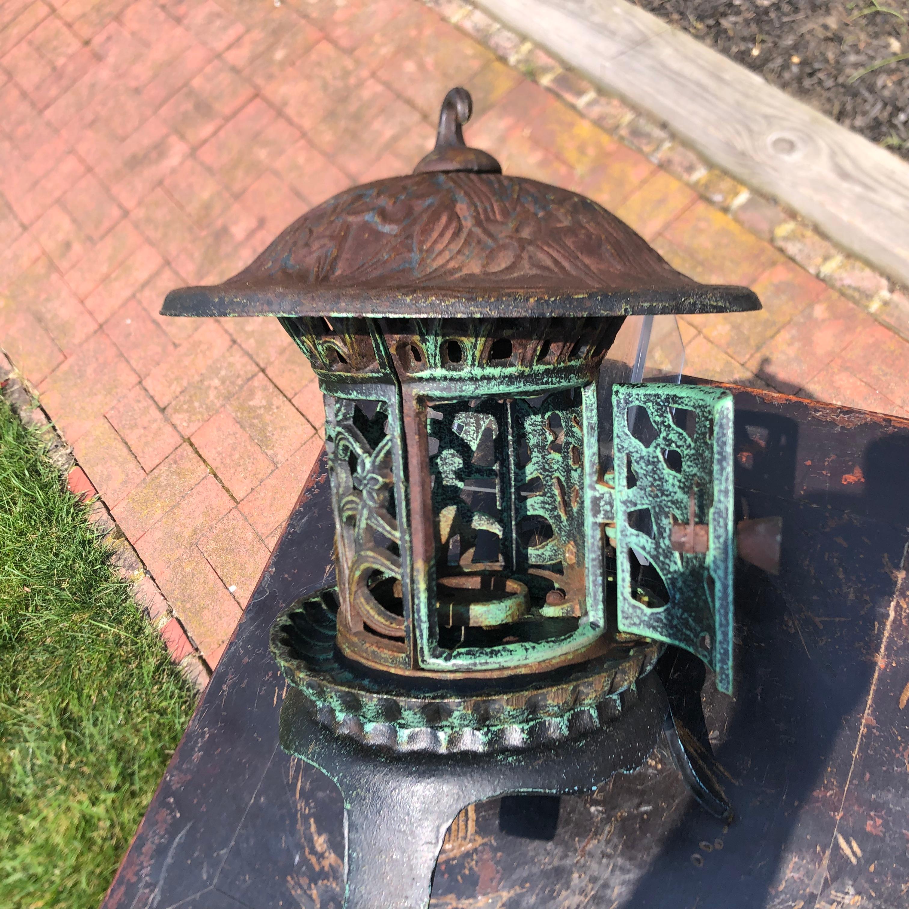 Hand-Painted Tall Old Round Garden Lantern 