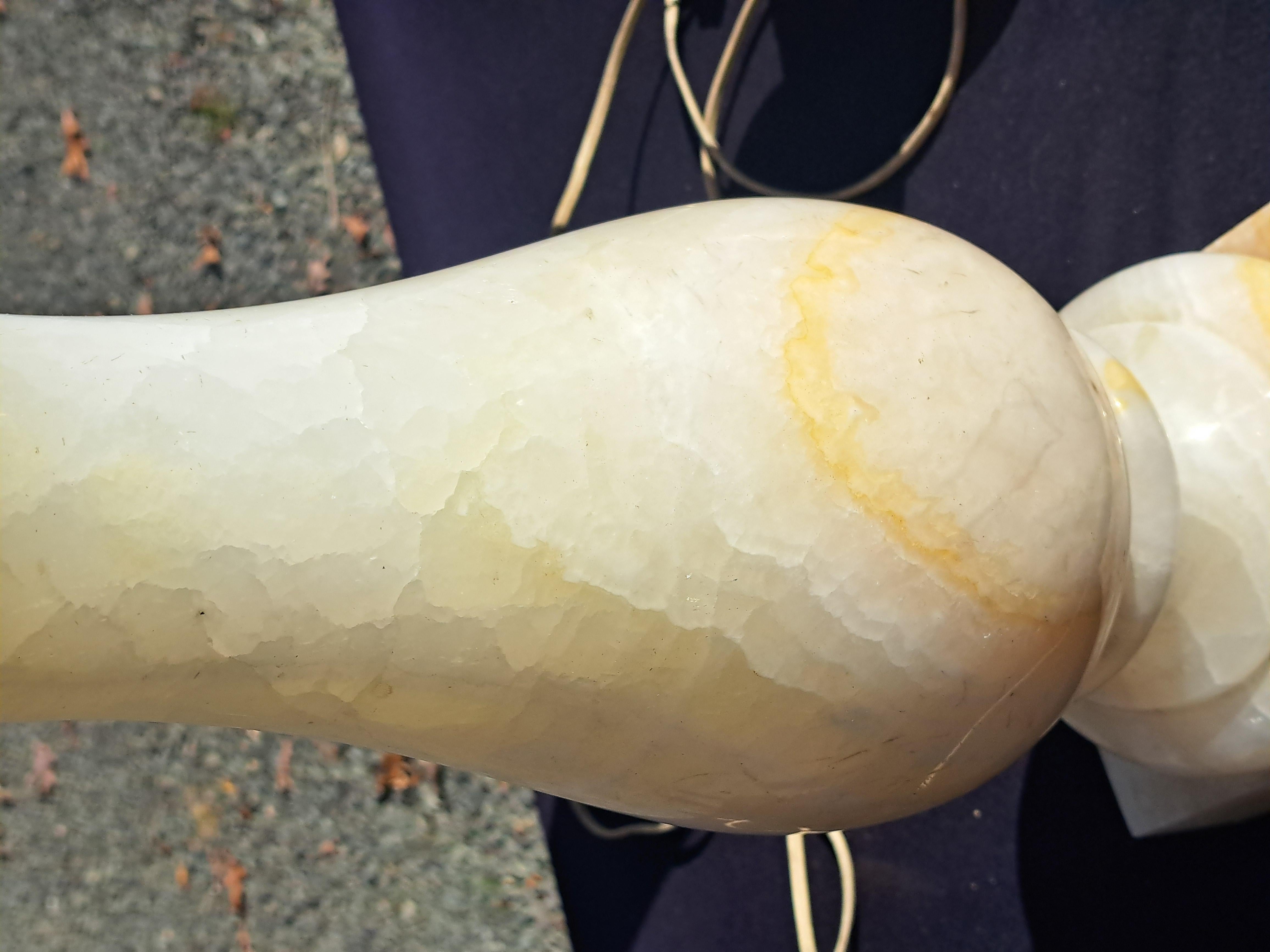 Coppia di lampade alte in onice/labastro in vendita 5