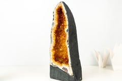 Tall Orange Citrine Crystal Geode Cathedral with Sparkly Points