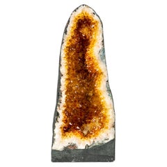 Tall Orange Citrine Crystal Geode Cathedral with Sparkly Points
