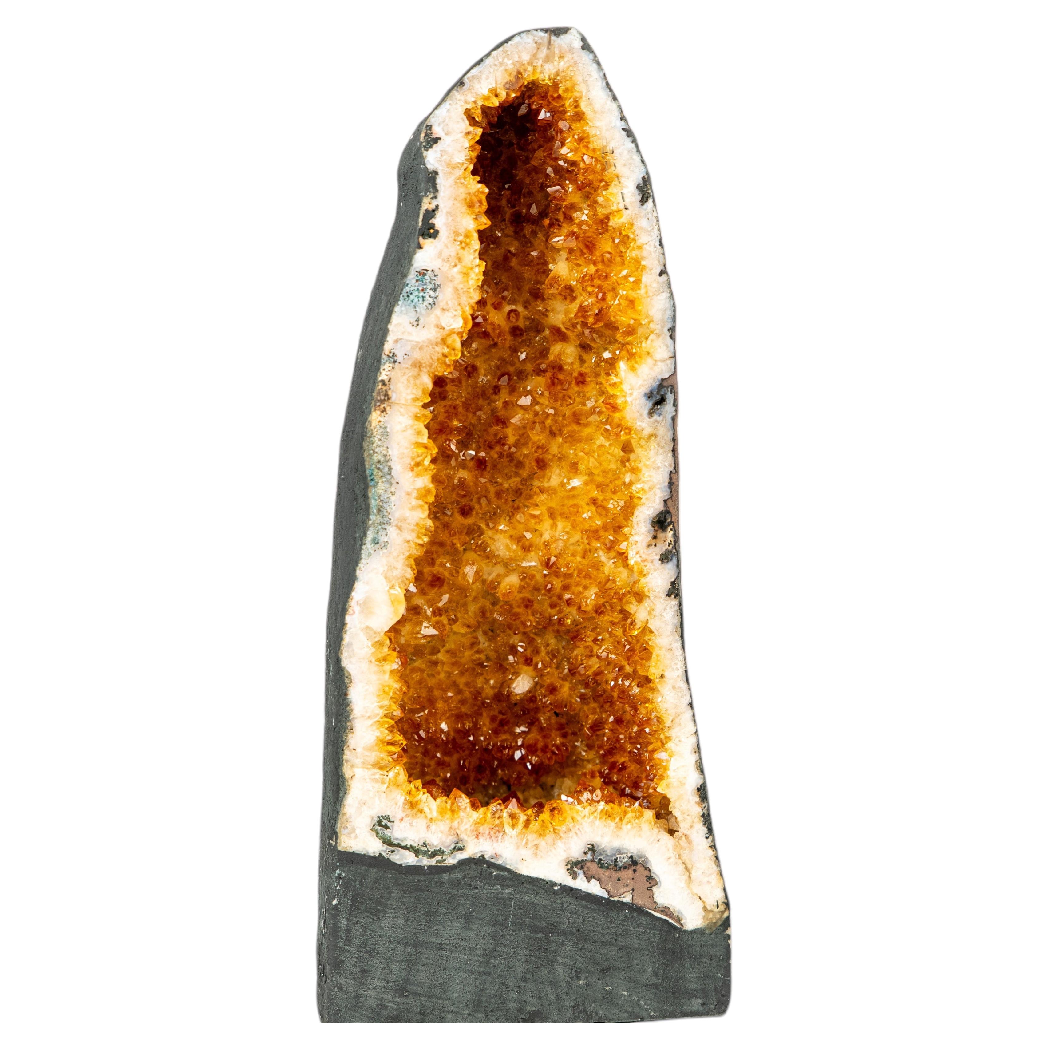 Geode di cristallo citrino arancione alto con punte scintillanti in vendita