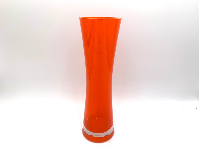 Tall Orange Vase, Poland, 1970s at 1stDibs