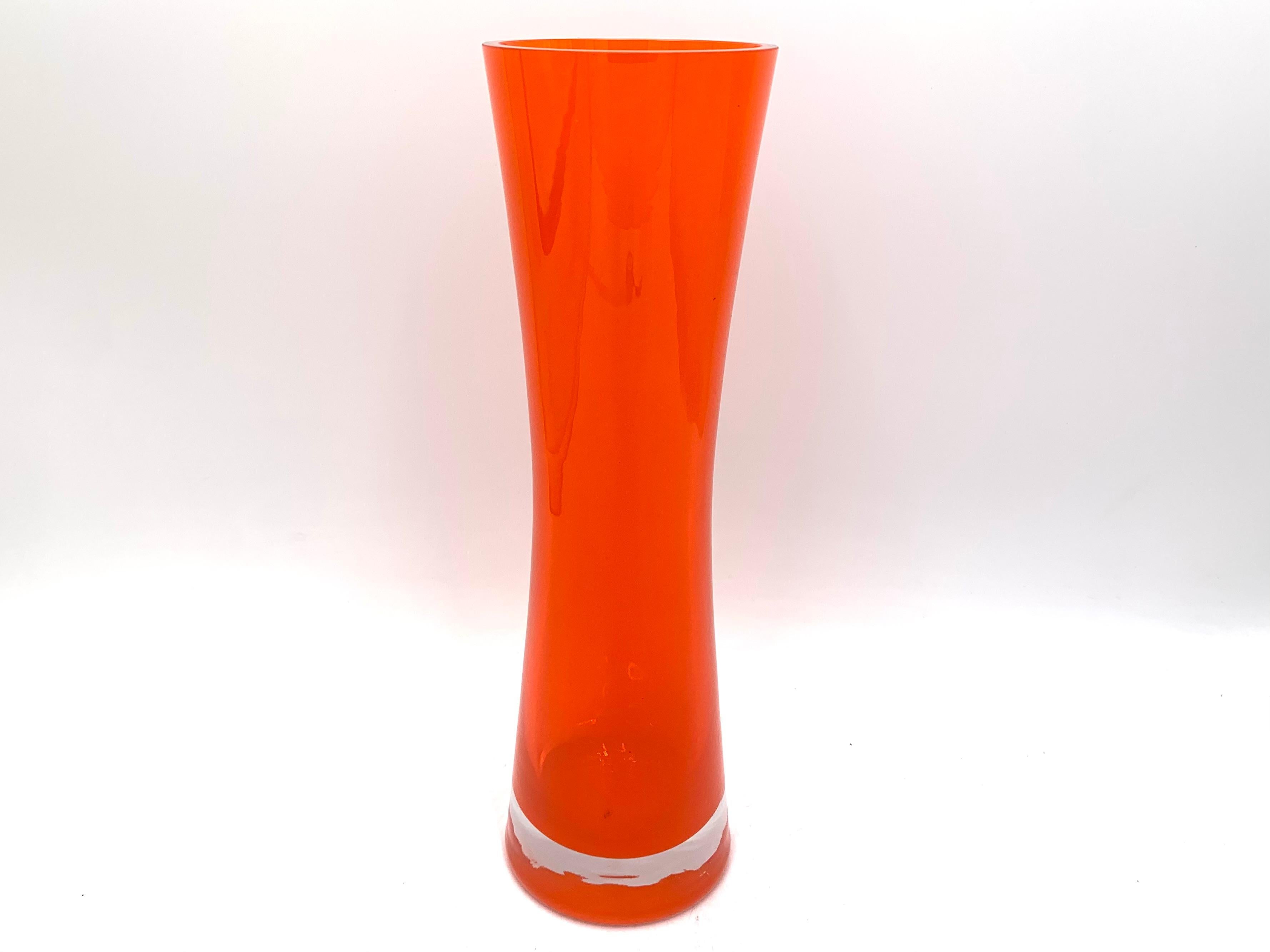 Mid-Century Modern Tall Orange Vase, Poland, 1970s