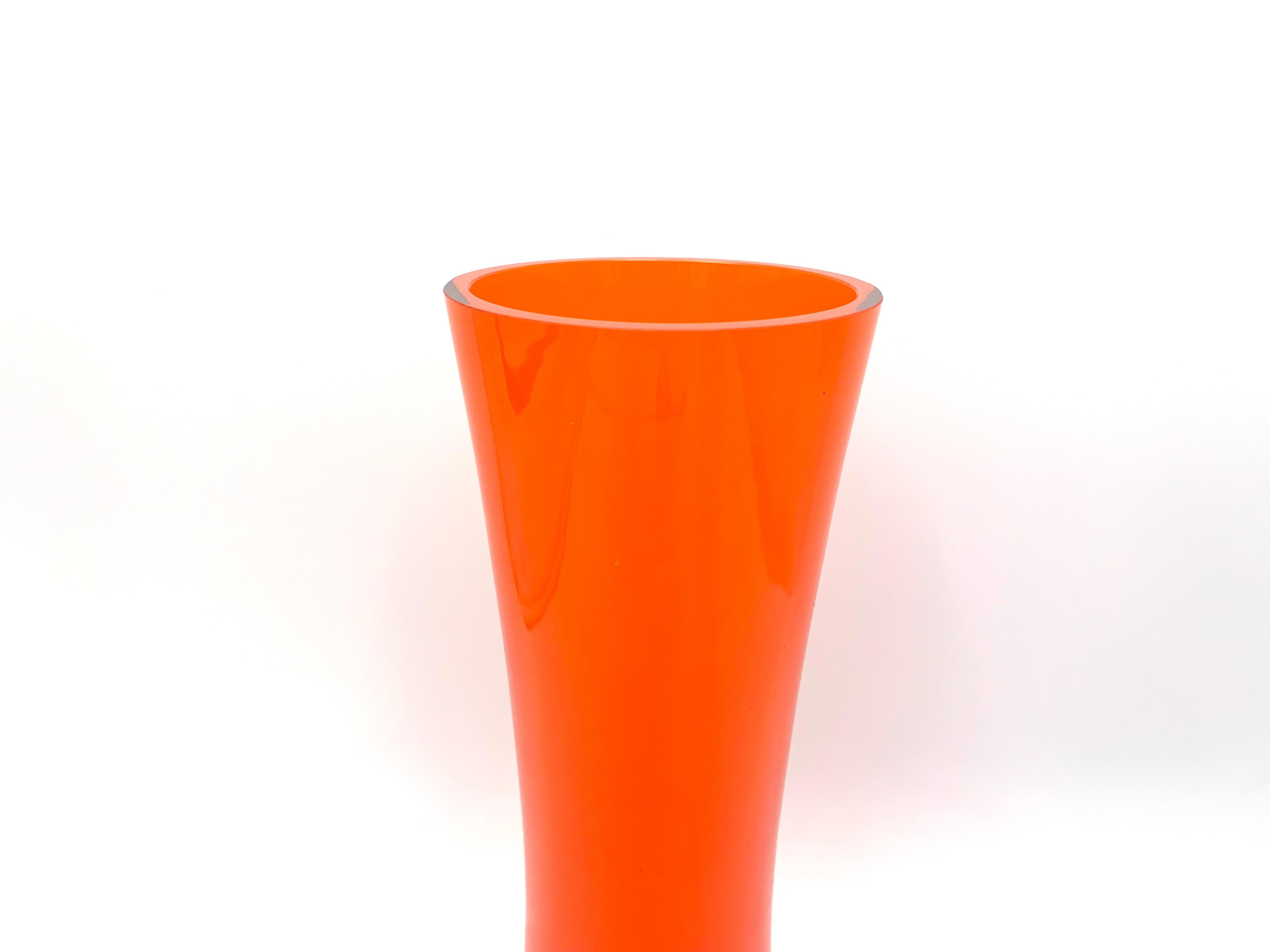 Tall Orange Vase, Poland, 1970s In Good Condition In Chorzów, PL