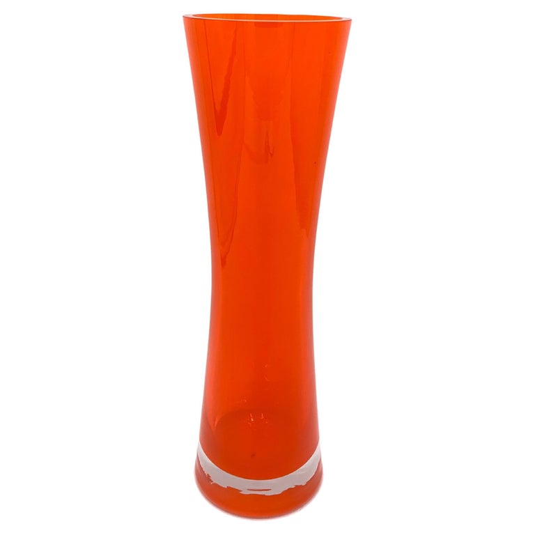 Tall Orange Vase, Poland, 1970s at 1stDibs