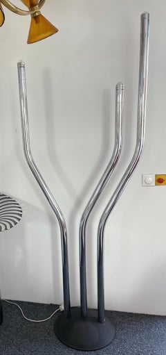 Tall Organ Modular Tube Metal Chrome Floor Lamp by Reggiani, Italy, 1970s