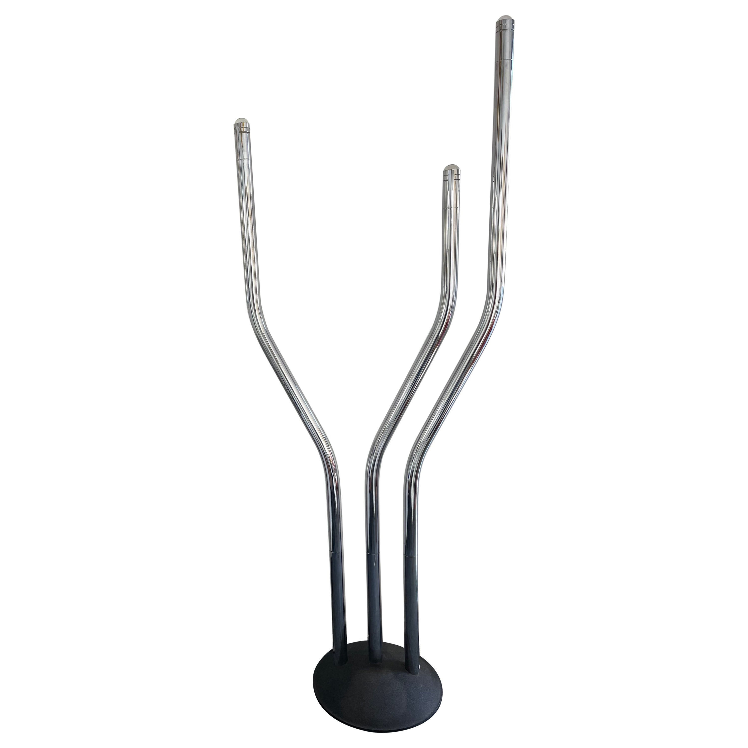Lámpara de pie modular de tubo alto de metal cromado by Reggiani, Italia, 1970s