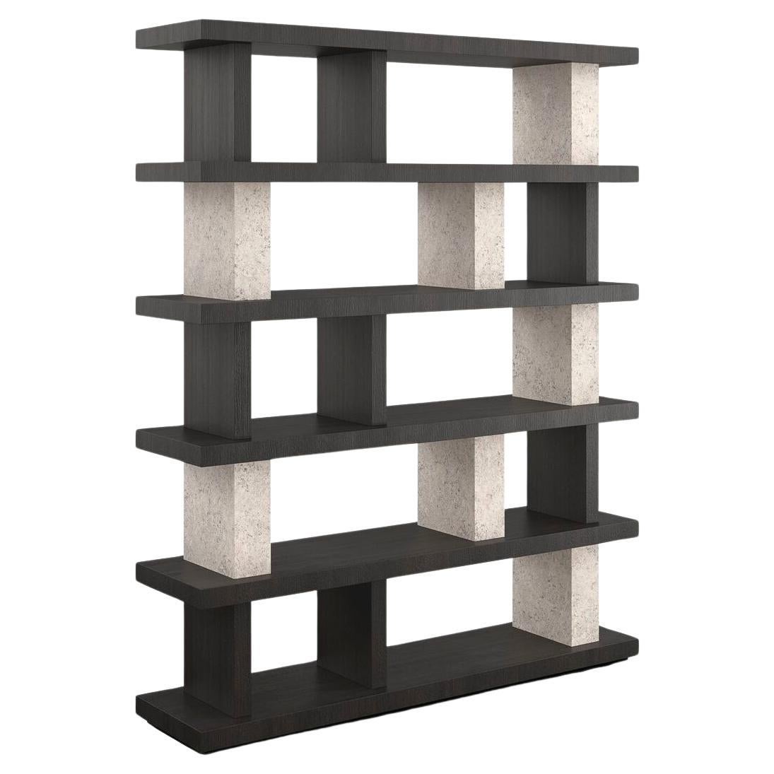 Tall Organic Modern Open Bookcase For Sale