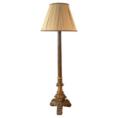 Tall Ornate Carved Gilt Composite Floor Lamp