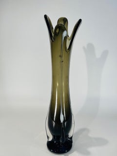 Tall Orrefors scandinavian bicolor 1950 glass vase
