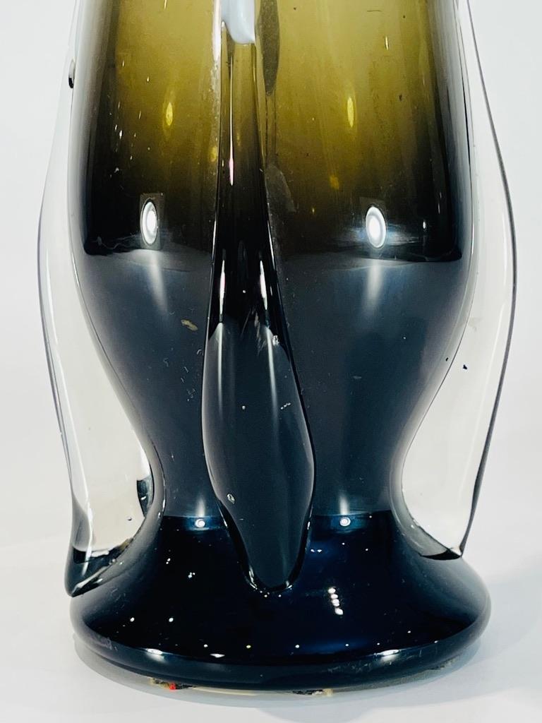 Scandinavian Tall Orrefors scandinavian bicolor 1950 glass vase For Sale