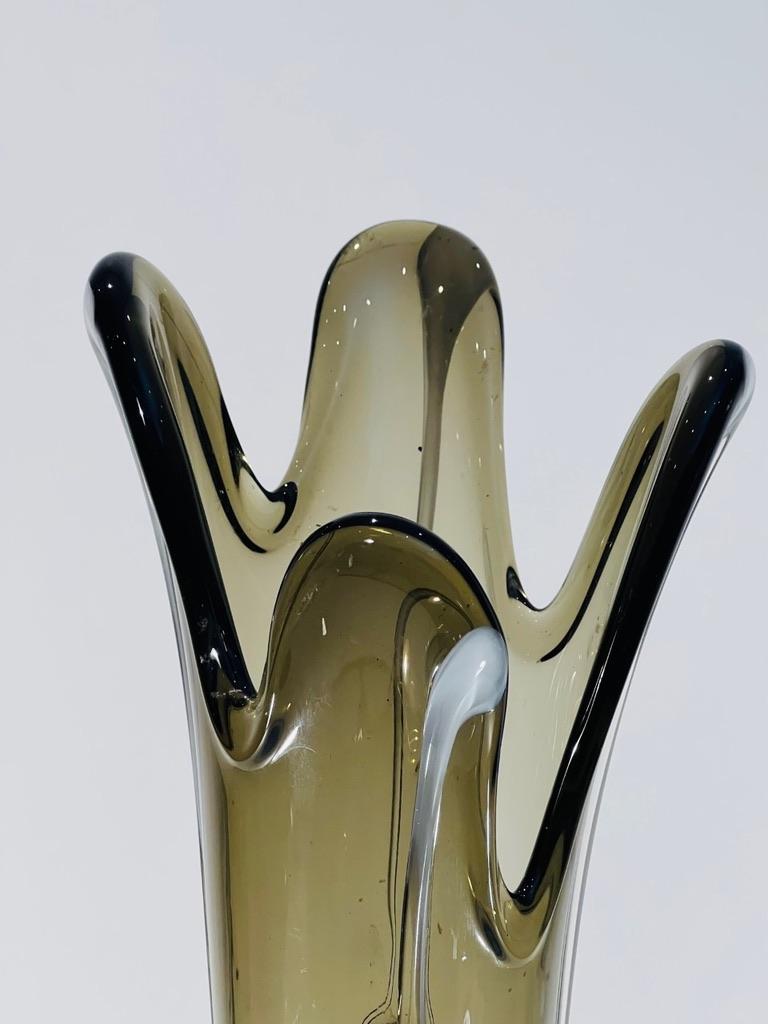 Other Tall Orrefors scandinavian bicolor 1950 glass vase For Sale