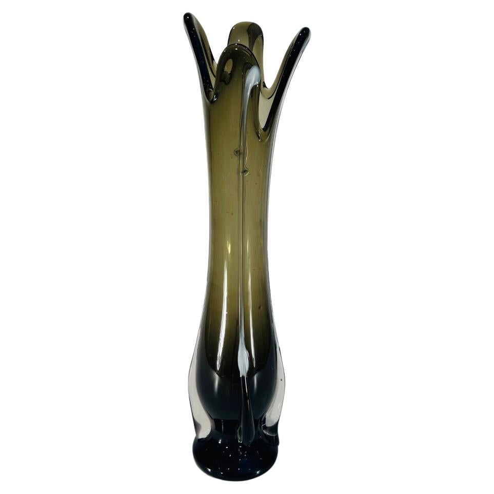 Tall Orrefors scandinavian bicolor 1950 glass vase