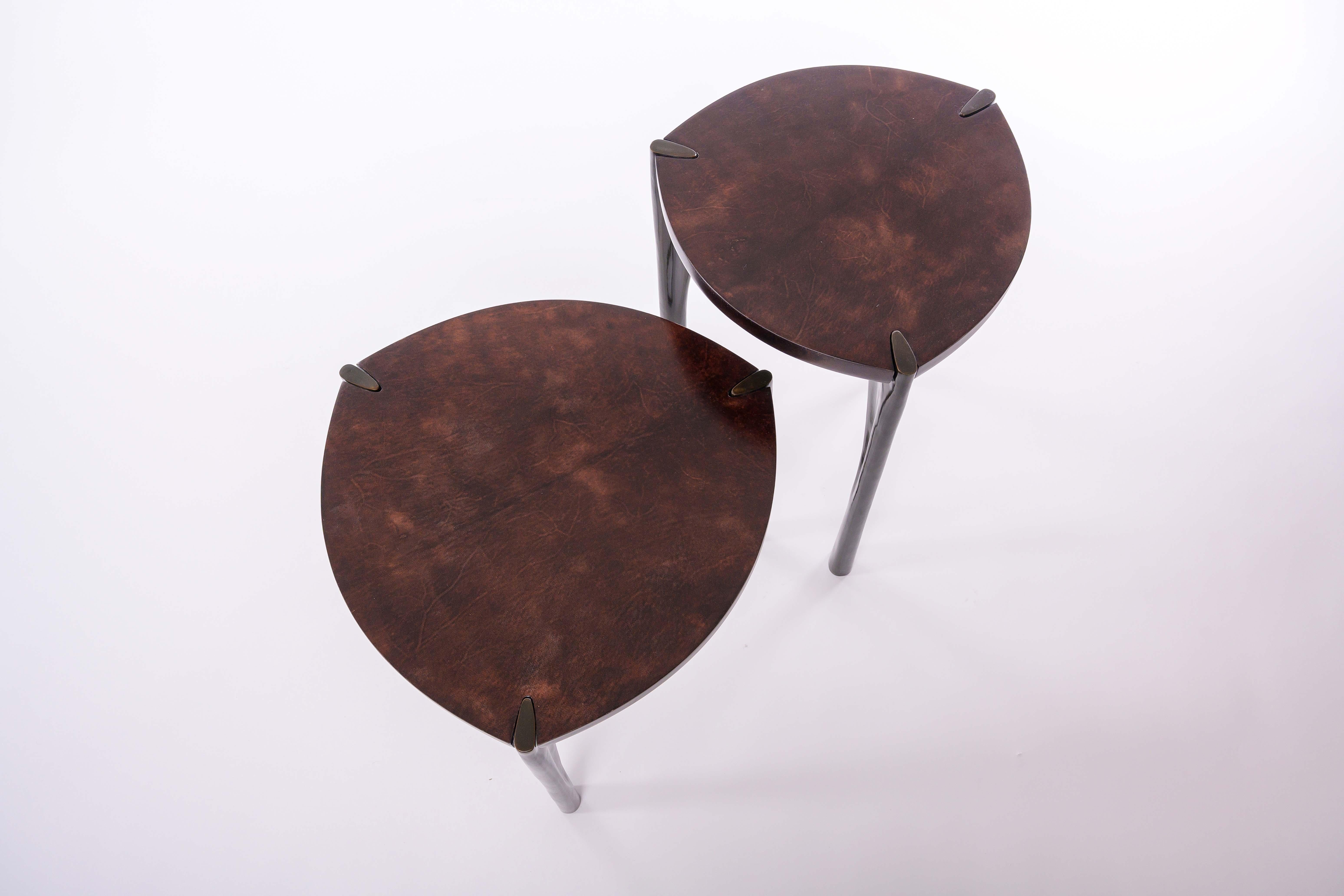Parchment and Bronze Oscar Side Table by Elan Atelier, Tall Table (Preorder) In New Condition For Sale In New York, NY