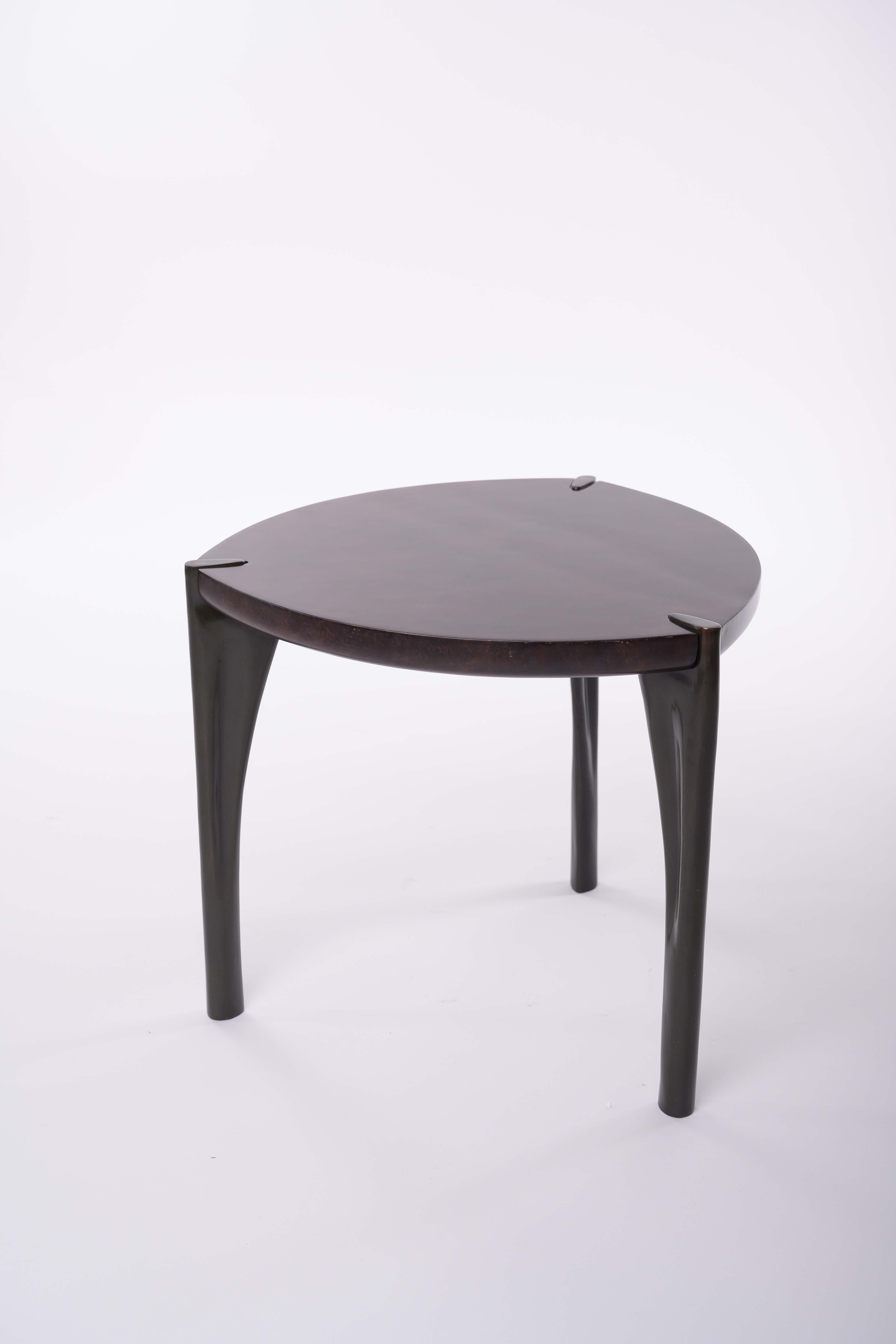 Contemporary Parchment and Bronze Oscar Side Table by Elan Atelier, Tall Table (Preorder) For Sale
