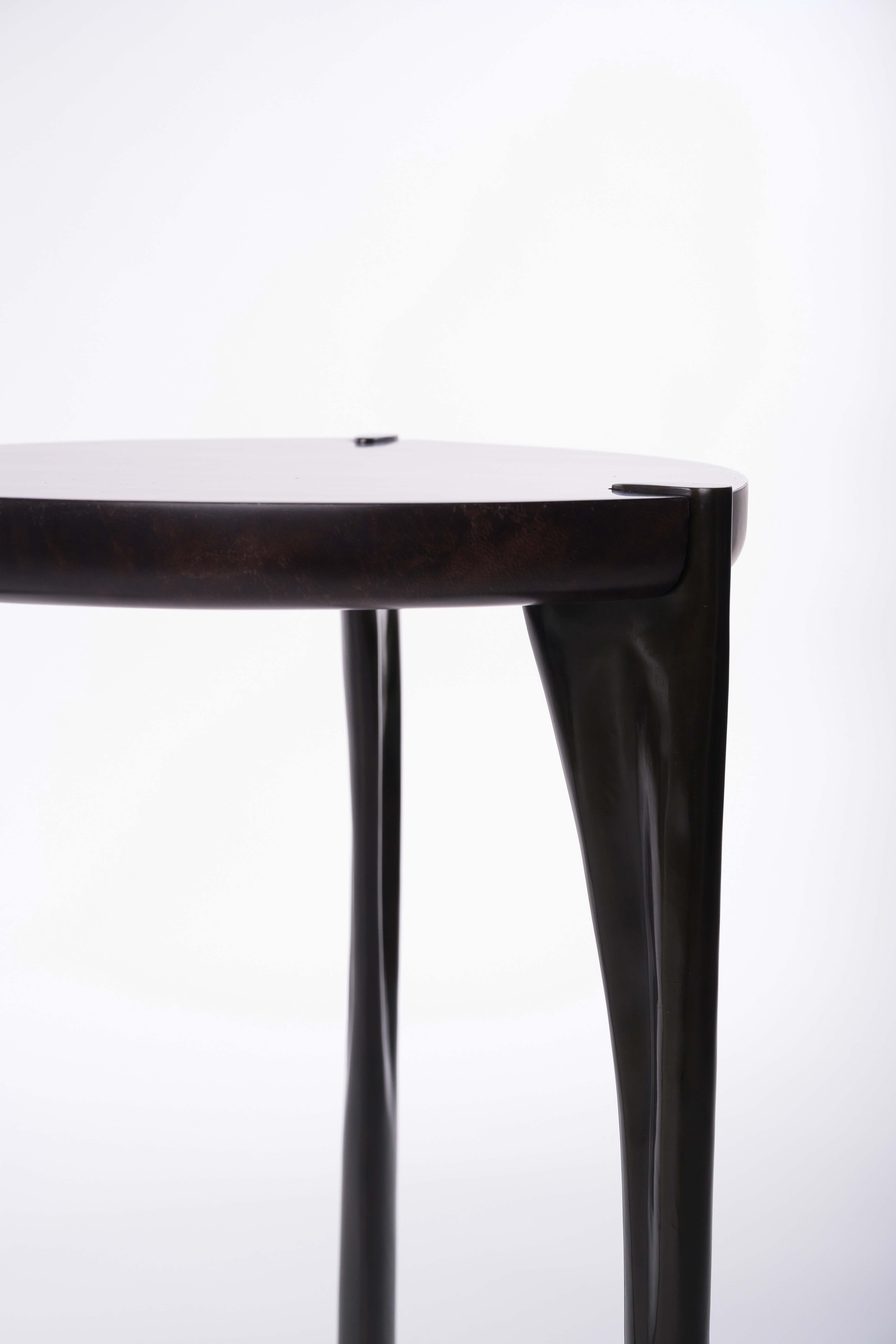 Parchment and Bronze Oscar Side Table by Elan Atelier, Tall Table (Preorder) For Sale 1