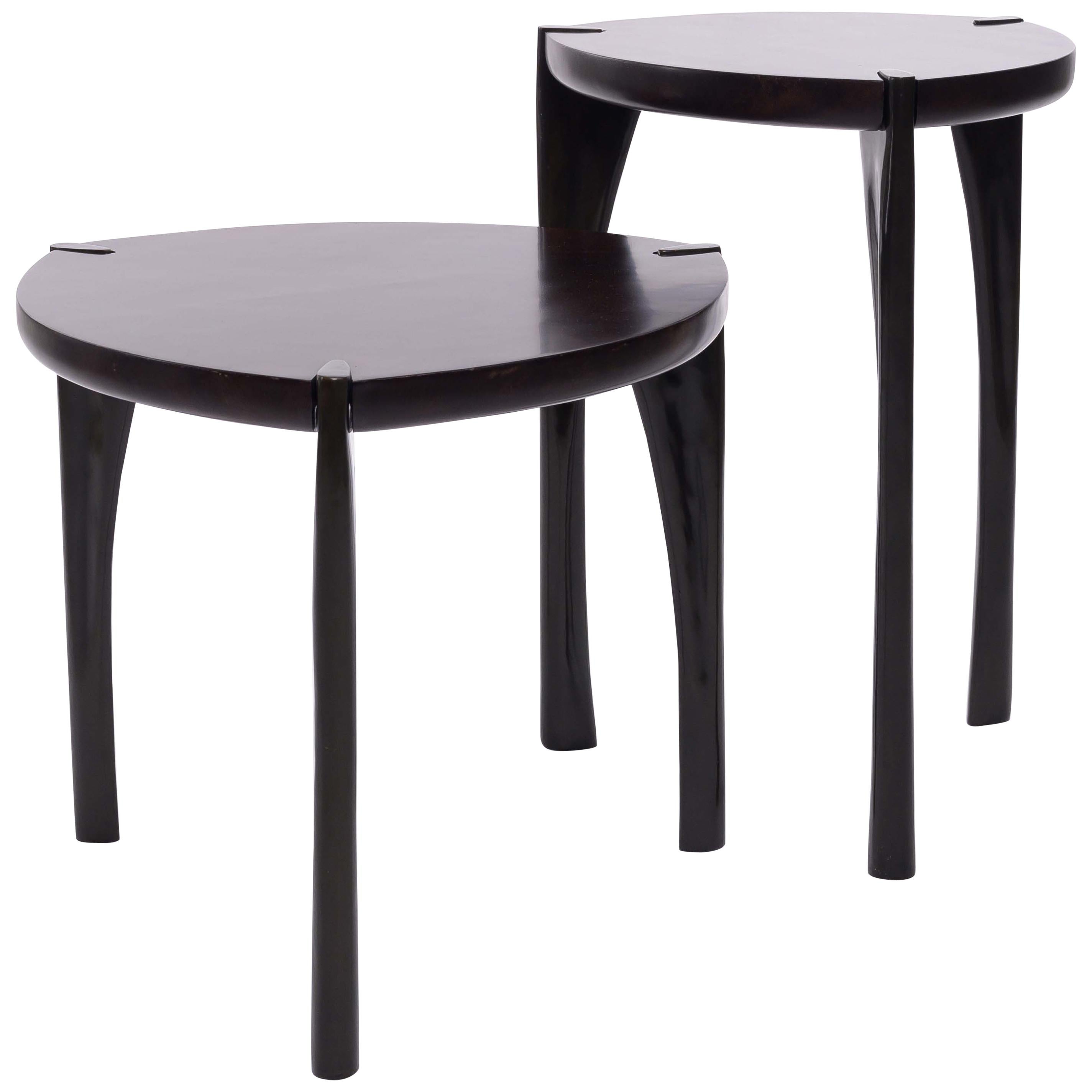 Parchment and Bronze Oscar Side Table by Elan Atelier, Tall Table (Preorder) For Sale