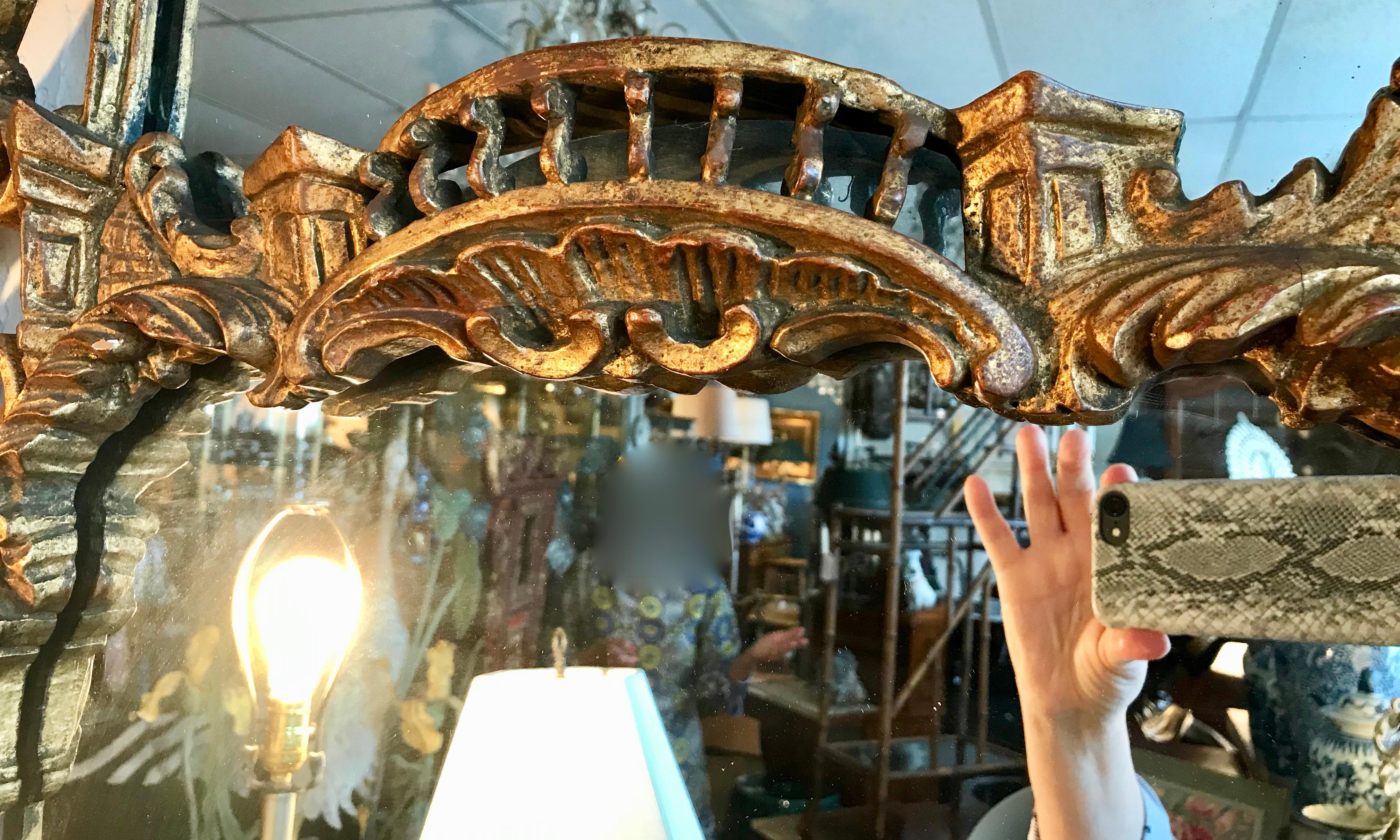 Tall Pagoda Top Chippendale Style Gilt Mirror 6