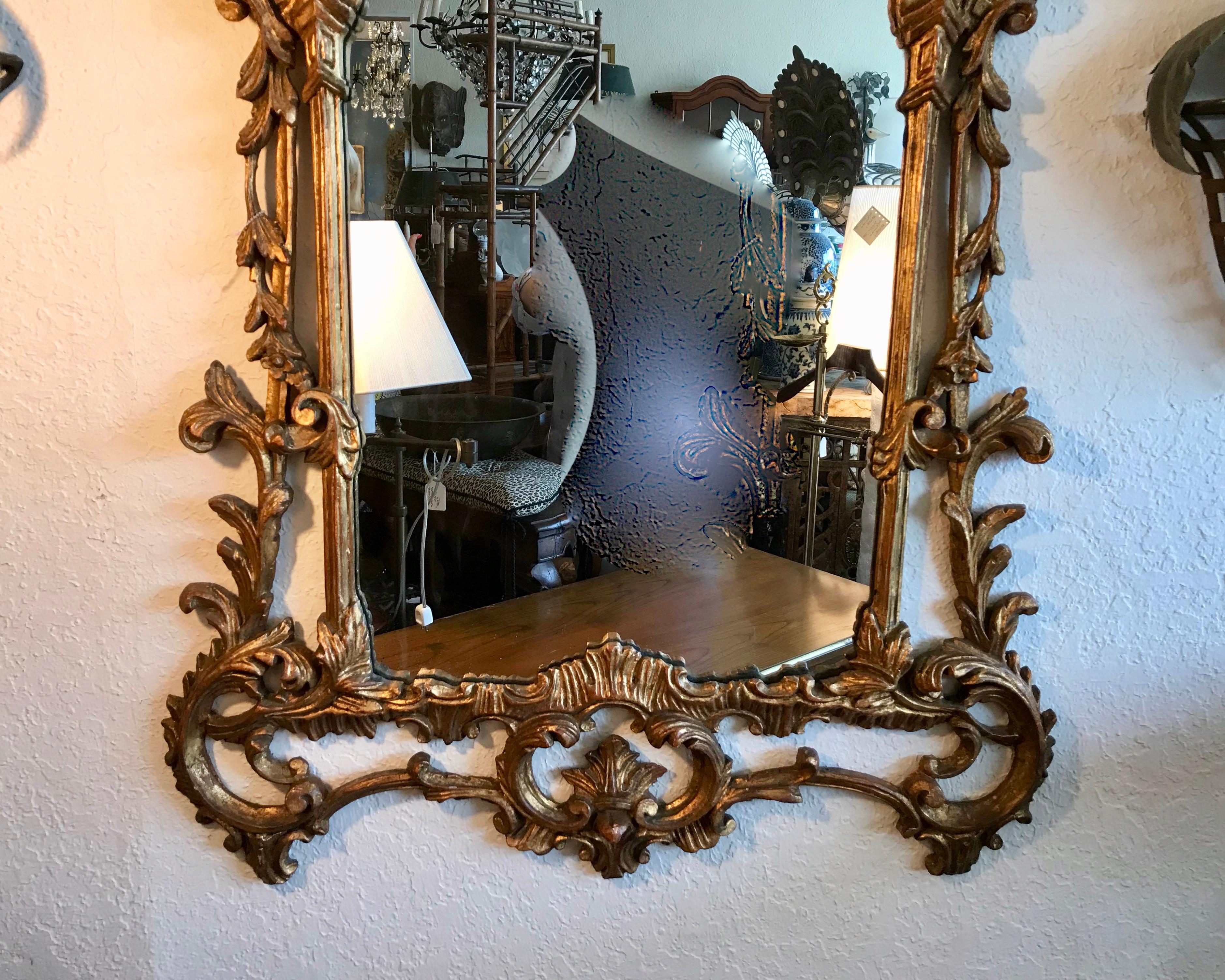 Tall Pagoda Top Chippendale Style Gilt Mirror 7