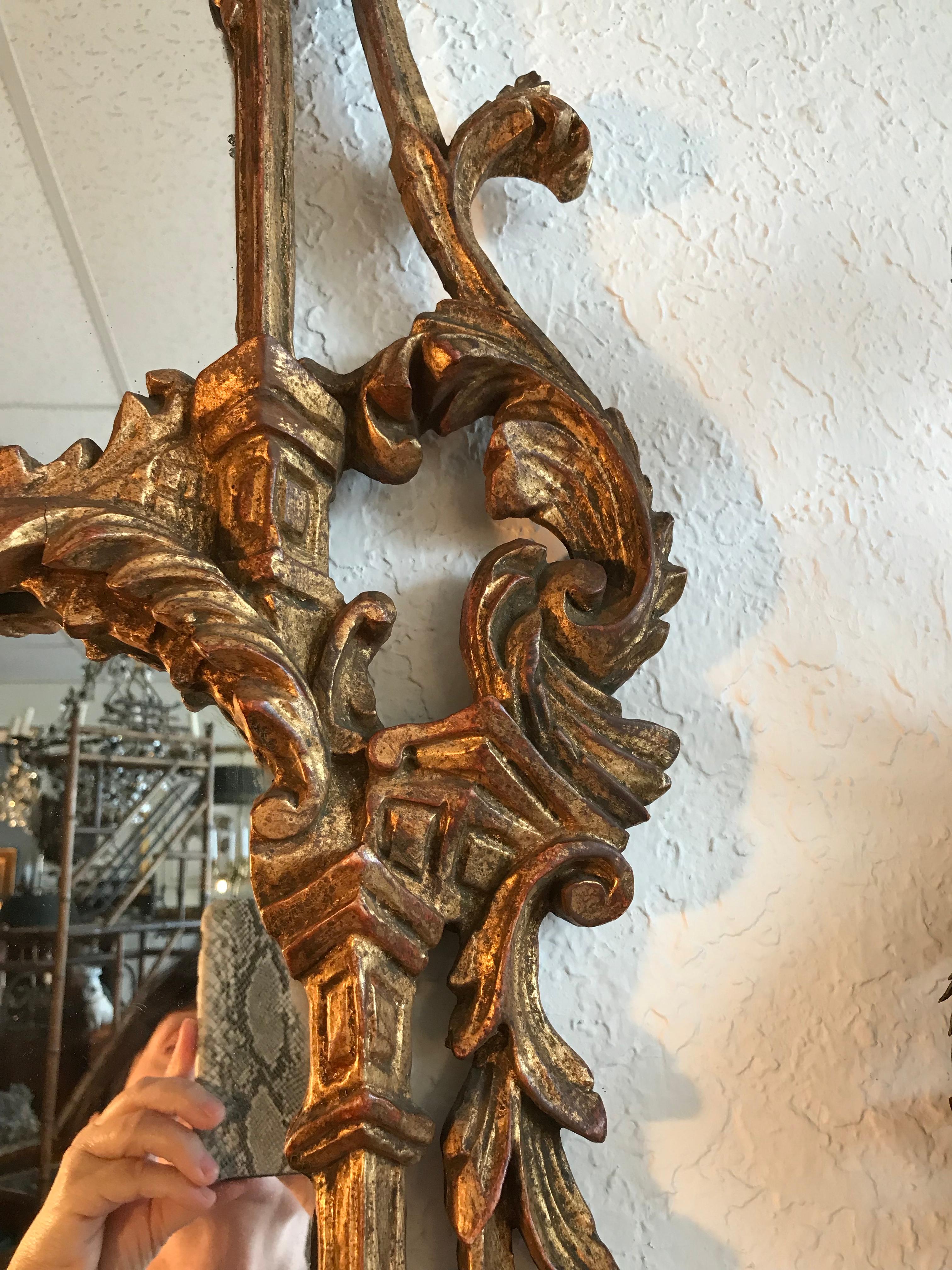 Tall Pagoda Top Chippendale Style Gilt Mirror 11