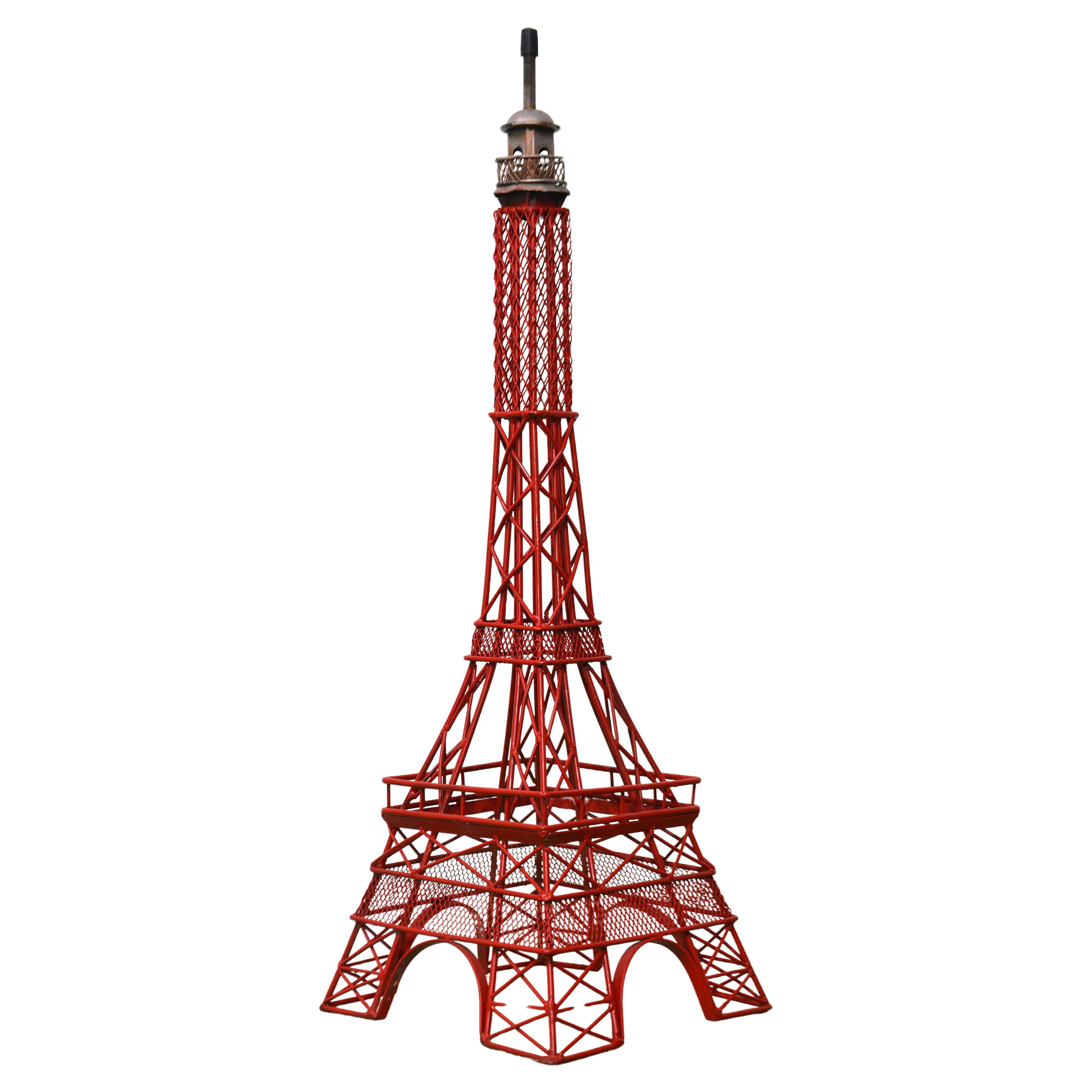 Große bemalte dekorative Eifel Tower inspirierte Eifel-Leuchtturm-Skulptur oder Modell aus Stahl im Angebot