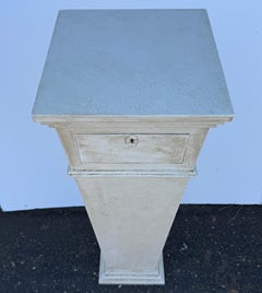 Tall Painted Wood Pedestal Statue Stand Gustavian Style