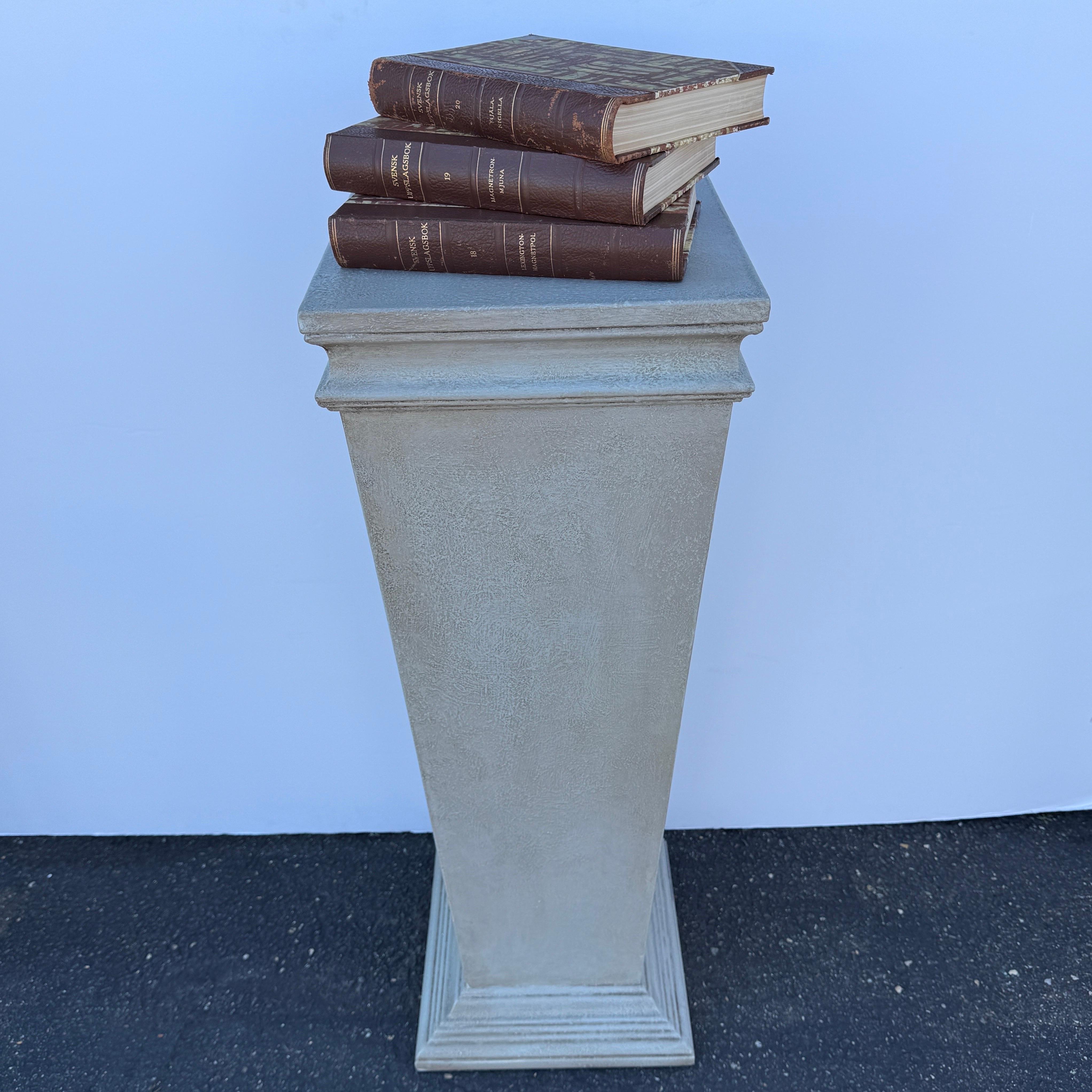 European Tall Painted Wood Pedestal Statue Stand Gustavian Style For Sale