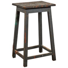 Tall Painted Wooden Sculpture Table