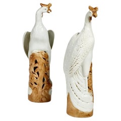 Tall Pair Chinese Export Porcelain Phoenix Birds or HoHo Birds