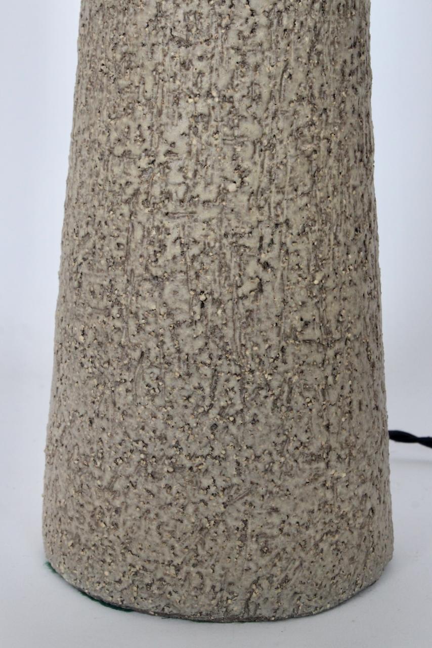 Tall Pair Design Technics Attributed Textured Taupe Pottery Table Lamps For Sale 10