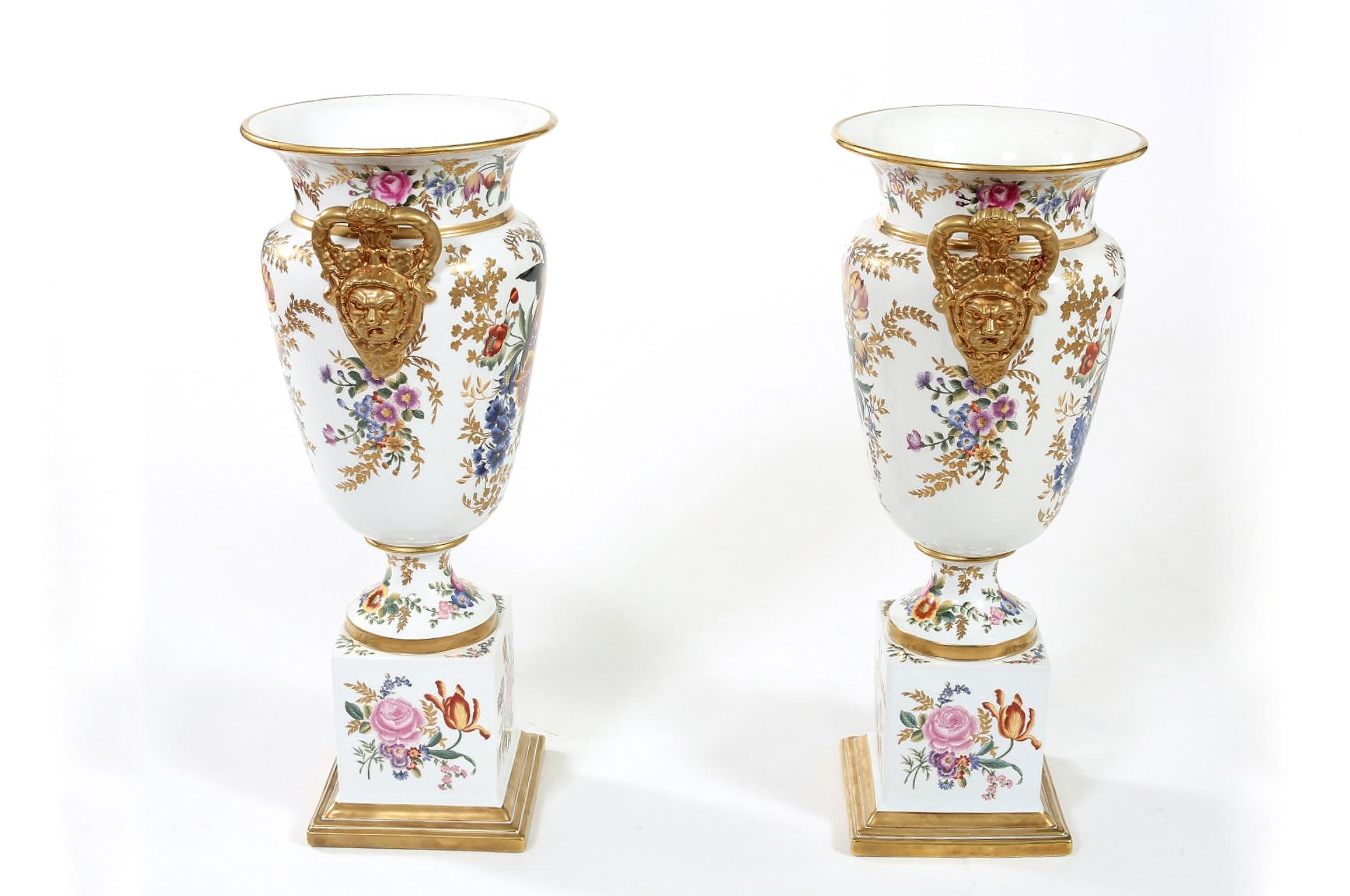 Tall Pair / English Porcelain Decorative Pieces / Vases 4