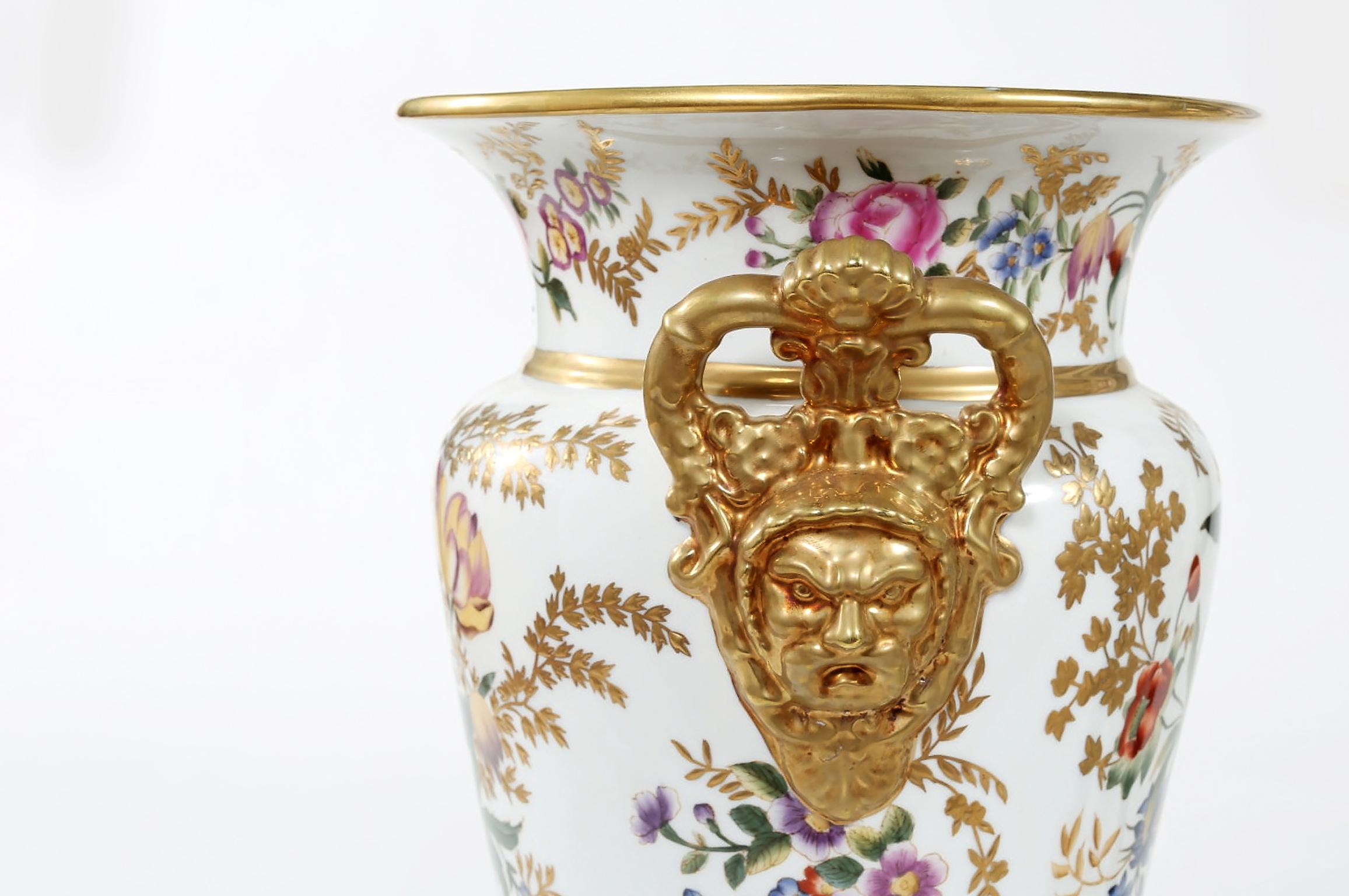20th Century Tall Pair / English Porcelain Decorative Pieces / Vases