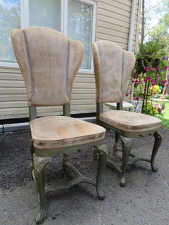 Tall Pair Minton Spidell Style Italian Regency Rococo Wing Back Dining Chairs