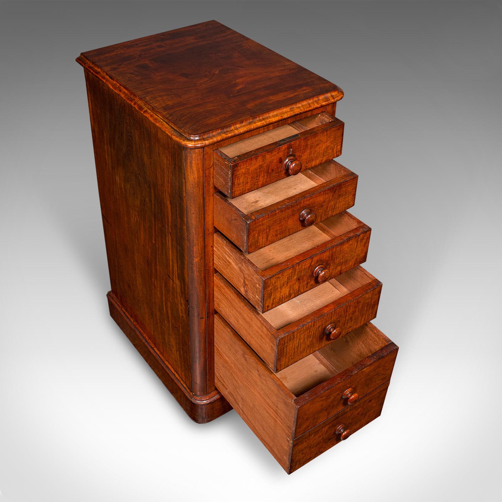 Tall Pair of Antique Nightstands, English, Chest of Drawers, Bedside, Victorian For Sale 4