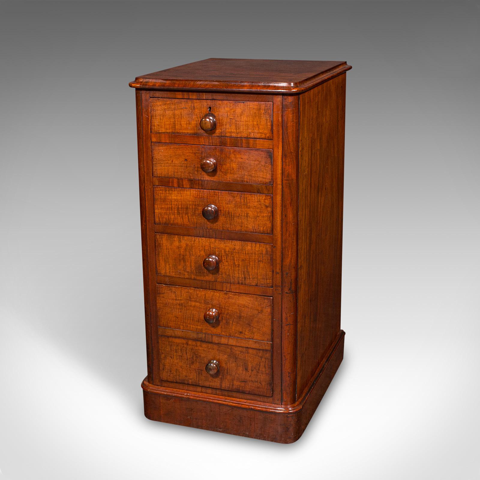 Mid-19th Century Tall Pair of Antique Nightstands, English, Chest of Drawers, Bedside, Victorian For Sale