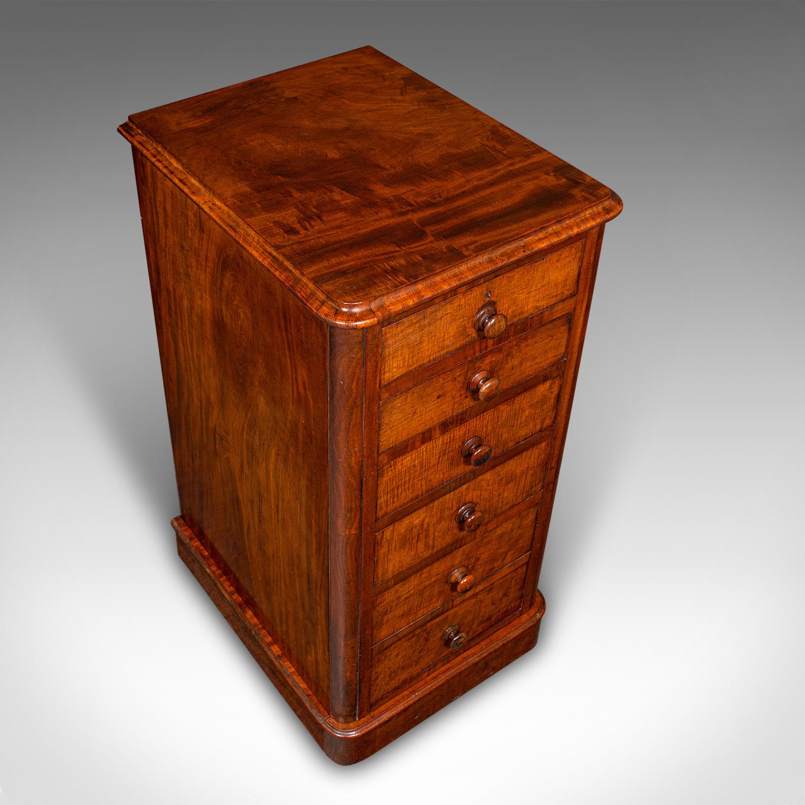 Tall Pair of Antique Nightstands, English, Chest of Drawers, Bedside, Victorian For Sale 1