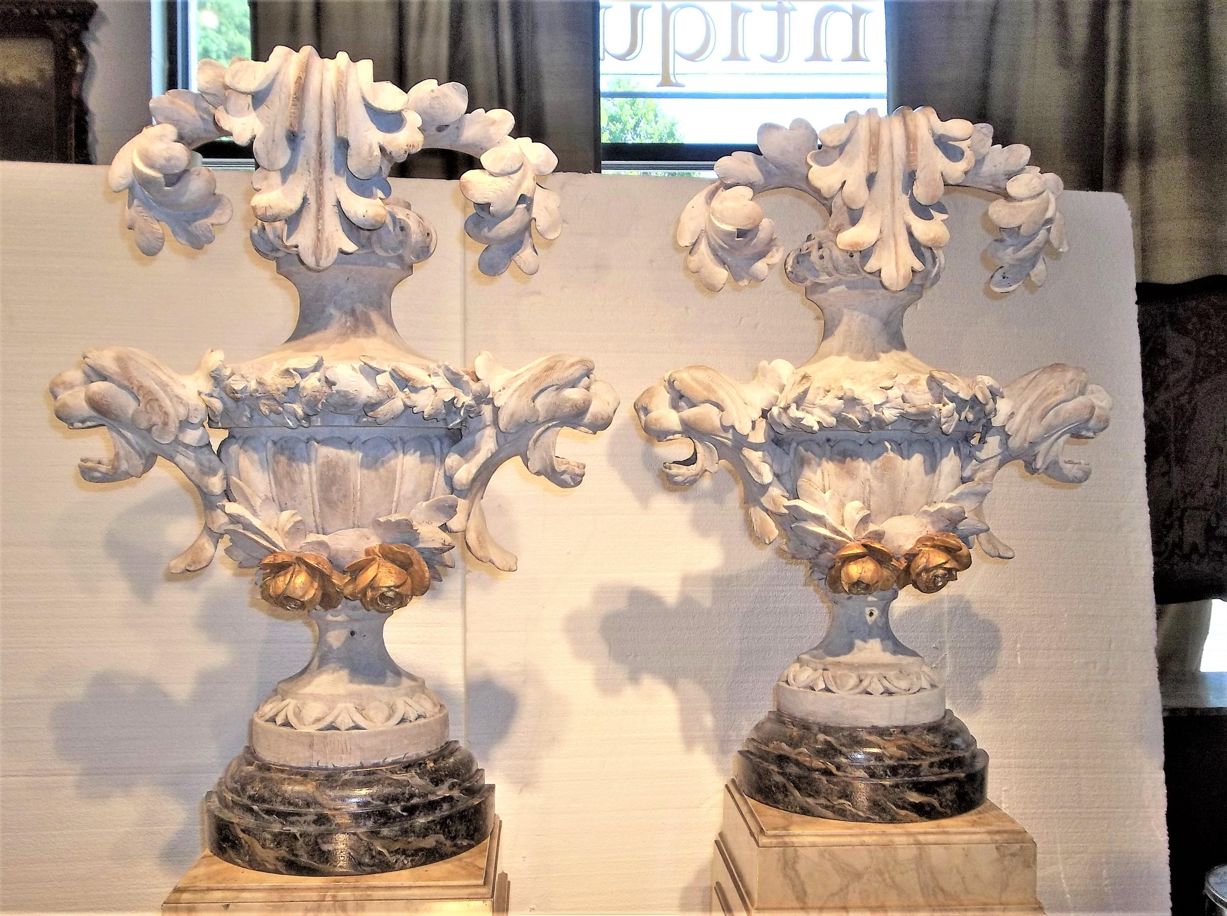 Tall Pair of Carved Floral and Foliate Architectural Fragments or Appliques 7