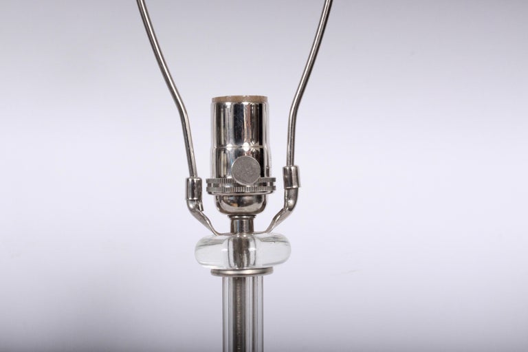 Tall Pair of 1940's Crystal Candlestick Bedside Lamps with Crystal Ball